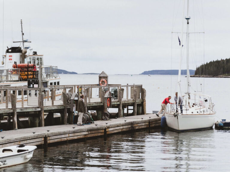 sailboat at dock on Mount Desert Island