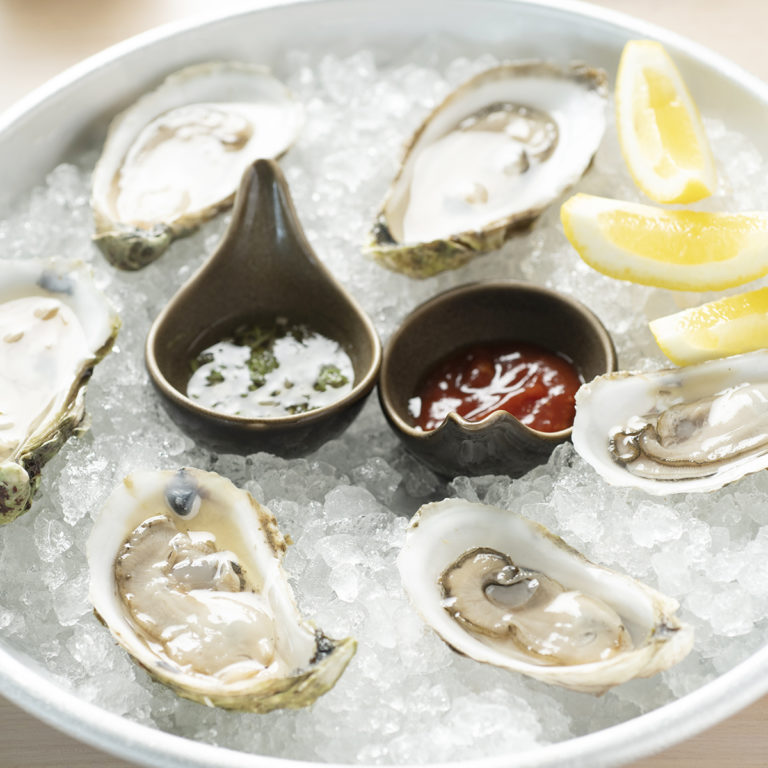 Local Oysters; rotating selection of 6 freshly shucked Maine oysters.